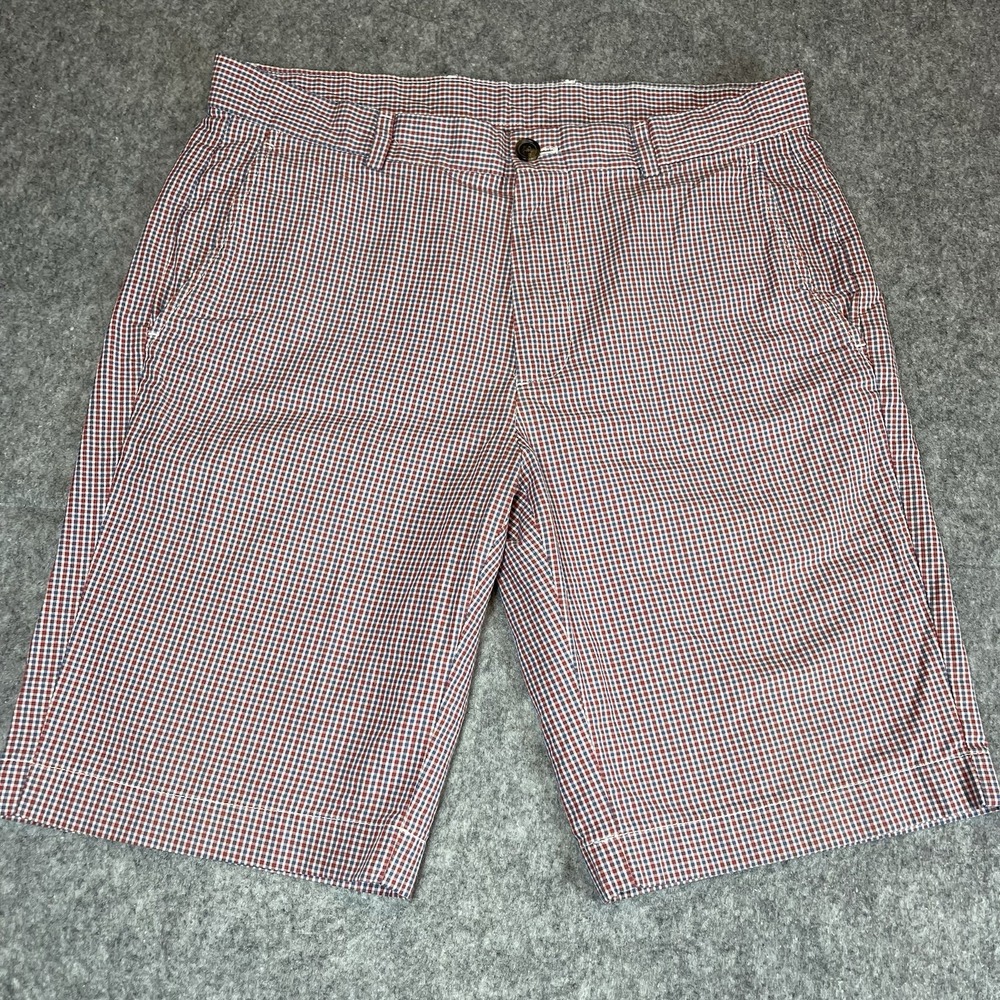 Brooks Brothers Shorts Mens 33 Plaid Gingham 100% Cotton Chino Casual 10" Inseam
